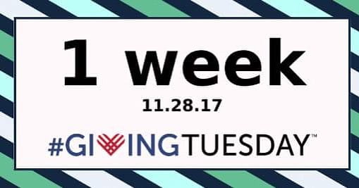 One week until @givingtuesday – Mark your calendars!